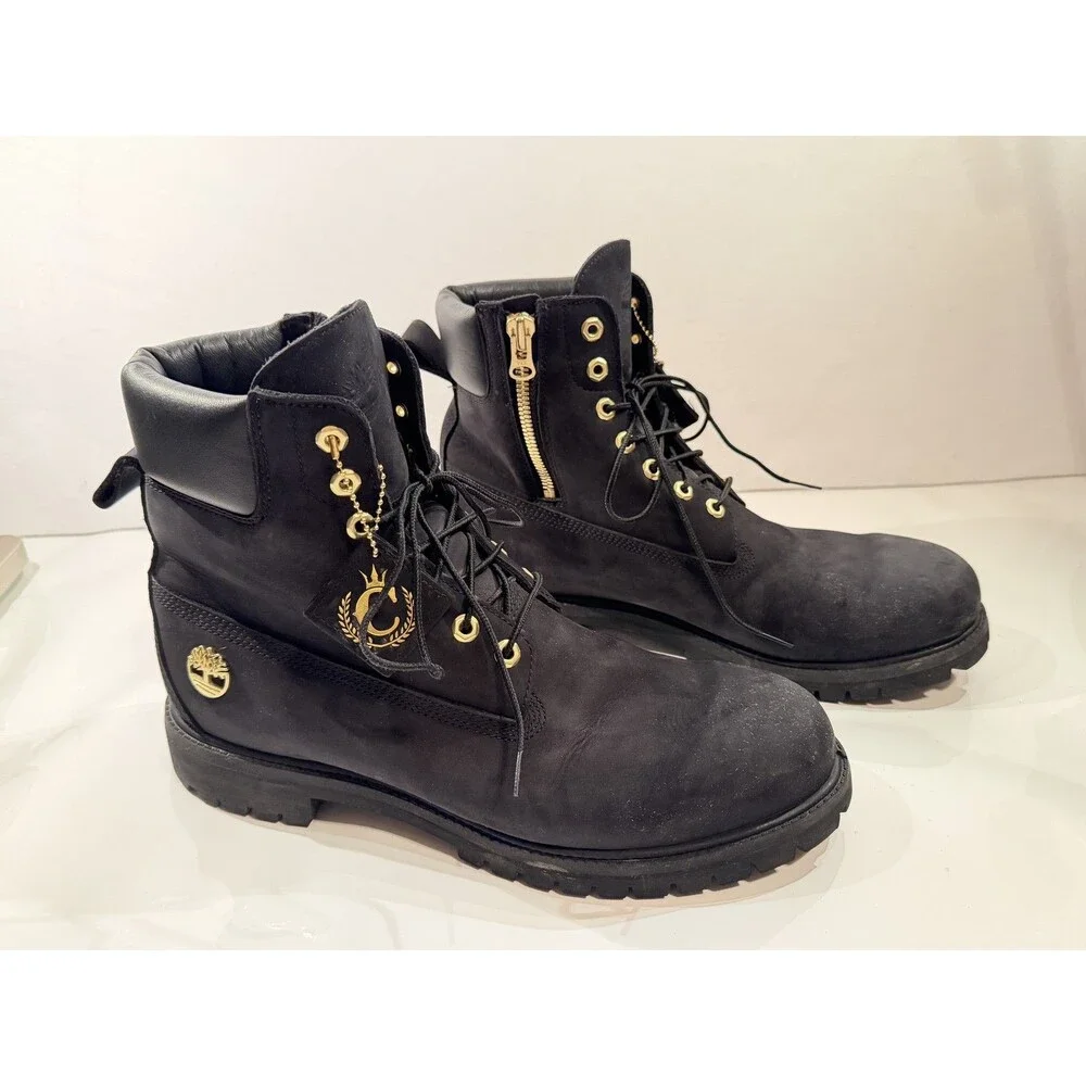 Timberland X Men's Black Culture Kings Side Zip Lace Up Boots Size US 13W
